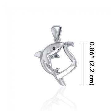 Big Eye Thresher Shark Sterling Silver With Gemstones Pendant TPD5064 - Jewelry